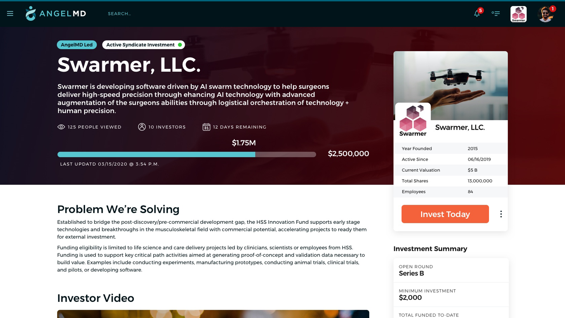 AngelMD healthcare investment