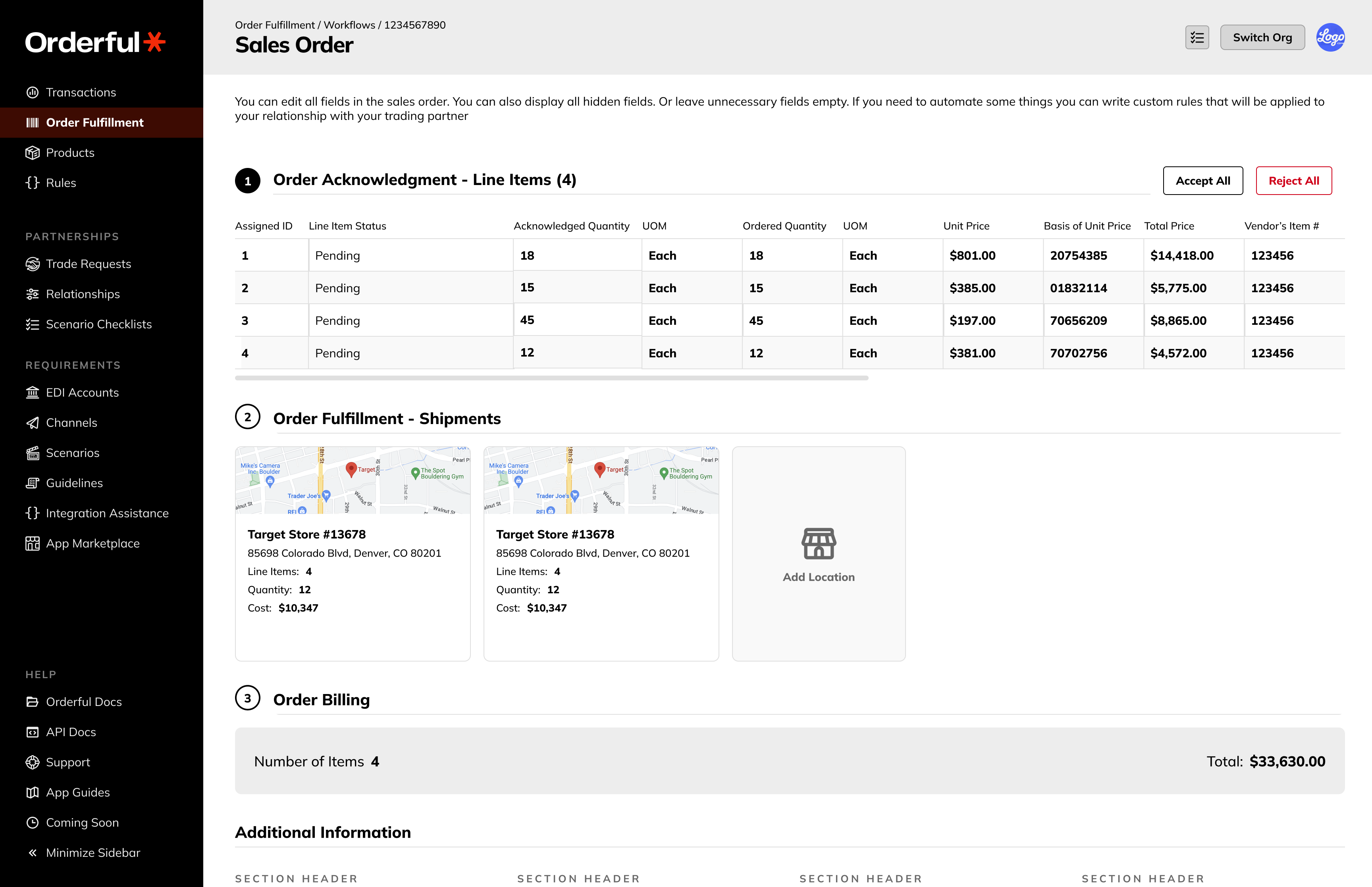 Orderful EDI platform